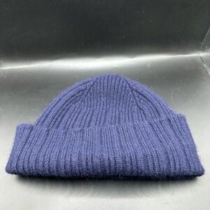 Drakes Navy Merino Wool Winter Cap